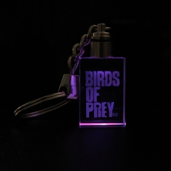 批发LED灯内雕BIRDS OF PREY水晶钥匙扣工艺品小礼品定制LOGO