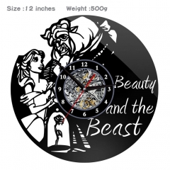 美女与野兽-- 动漫创意挂画挂钟钟表PVC材质(不配电池)