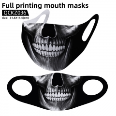 全彩口罩，万圣节系列，可单款来图定制--QCKZ036-骷髅 个性全彩口罩