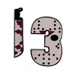 十三号星期五杰森的面具和刀套装胸针80年代恐怖电影徽章