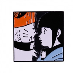 漩涡鸣人与日向雏田对视胸针日本少年漫画火影忍者徽章