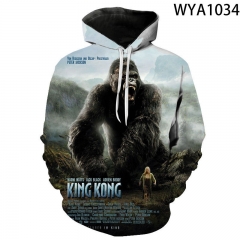 跨境新款 电影 金刚 King Kong 3D数码印花男女长袖连帽衫酷卫衣