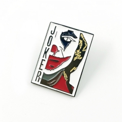 Joker扑克牌半脸小丑金属胸针DC电影粉丝徽章创意书包装饰别针