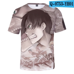 夏季T恤 Attack on Titan 进击的巨人 数码印花3D透气短袖衫