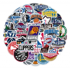 50张NBA球队队标贴纸行李箱笔记本篮球头盔文具盒涂鸦贴纸批发