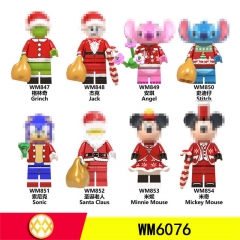 WM6076圣诞卡通史迪仔安琪米奇外贸拼装儿童积木玩具