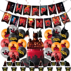 蝙蝠侠黑红款Batman主题派对生日拉旗气球大小插排派对用品横幅