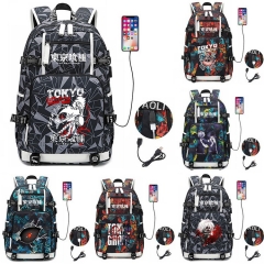 跨境新款东京食尸鬼Tokyo Ghoul背包USB充电双肩包学生大容量书包