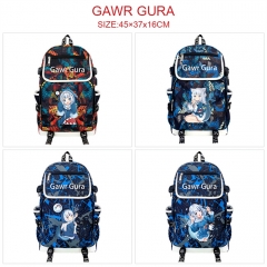 Gawr Gura-6款 迷彩翻盖数据线双肩背包书包