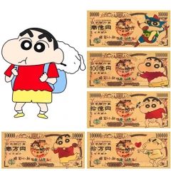 日本经典漫画周边蜡笔小新纪念钞金箔币塑料币收藏币
