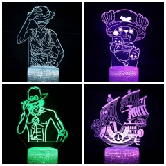 跨境专供海贼王路飞系列3d小夜灯LED创意七彩视觉立体礼品小台灯