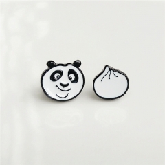 美国梦工厂动画功夫熊猫包子不对称烤漆耳钉韩国耳环女款耳饰