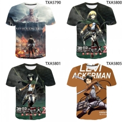 Attack On Titan 进击的巨人 夏季新款时尚3D数码印花圆领男女T恤