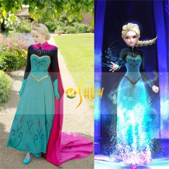 外贸 成人款冰雪奇缘frozen 爱莎Elsa加冕服安娜公主礼服裙表演服