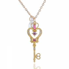跨境 美少女战士紫水晶爱心金色皇冠钥匙项链手链钥匙扣系列