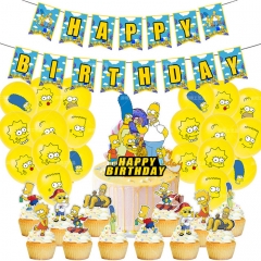 欧美动画辛普森一家主题派对装饰The Simpsons生日拉旗气球布置品