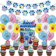 蓝色斑点狗生日派对装饰动画blue's clues 拉旗气球蛋糕插排用品