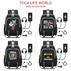 托卡生活世界-5款 动漫白拉链数据线双肩背包