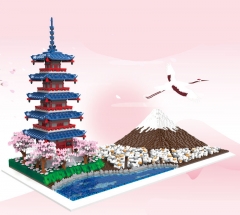 现货ZRK-7928富士山九重塔微钻石颗粒积木高难度拼装建筑模型玩具