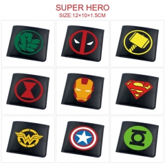 超级英雄 动漫内扣磁扣对折二折钱包