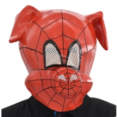 红蜘珠侠乳胶头套漫威平行宇宙蜘猪侠面具万圣节派对舞会面罩mask