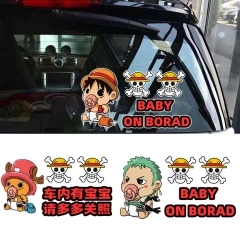 海贼王卡通动漫贴baby on borad 车内有宝宝婴儿汽车后窗警示贴纸