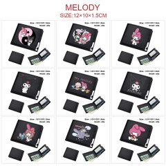 奇幻魔法melody9款 动漫黑皮对折二折钱包