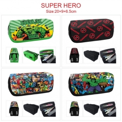 超级英雄-4款 动漫多功能帆布+pu皮革印花大容量双层笔袋