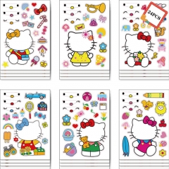 （12个一套）CM2304004HELLOKIT猫儿童动漫卡通亲子互动益智拼图手账DIY贴纸