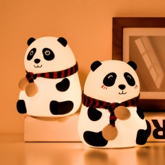 （带电）可爱卡通拍拍小夜灯USB充电小熊猫硅胶灯儿童卧室LED七彩氛围灯