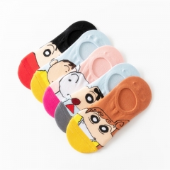 （5双一套）袜子女春夏新款卡通角落生物韩版低帮浅口硅胶隐形袜