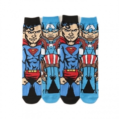 超级英雄  男棉卡通男袜外贸欧美女尺码商务袜中筒动漫袜个性潮流跨境袜子