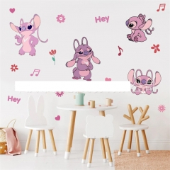 星际宝贝儿童房卡通动漫装饰壁饰海报史迪仔安琪粉色涂鸦墙贴自粘
