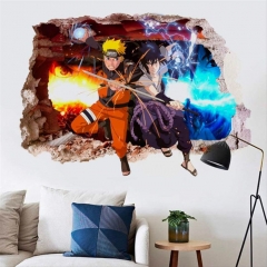 火影忍者男孩房墙上背景装饰墙纸自粘卡通动漫破墙3D贴画海报壁纸