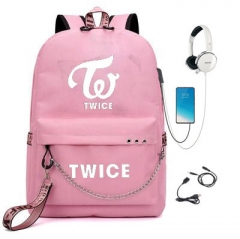 TWICE周边印花双肩背包 USB充电电脑包 学生大容量书包韩版背包
