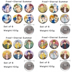 （6个一套）Free!男子游泳部 精品动漫马口铁徽章胸章 75MM