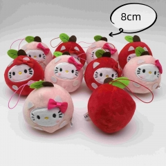 (10个一套)8厘米hello kitty变装草莓毛绒玩具公仔挂件包包钥匙扣挂饰