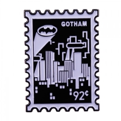 哥谭市邮票纪念徽章欧美电影蝙蝠侠卡通胸针书包装饰珐琅别针