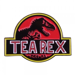 Jurassic Park侏罗纪公园徽章恐龙和茶爱好者金属卡通胸针别针