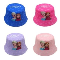 跨境新款冰雪公主印花儿童渔夫帽动漫卡通周边遮阳帽男女童盆帽54