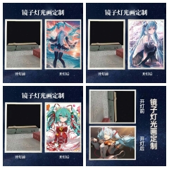 镜面充电款】初音未来装饰画镜子灯光画相框摆台led小夜灯动漫挂画送男友礼物