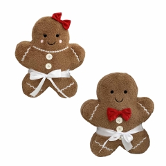 跨境新品Gingerbread Boy & Girl 圣诞节一对姜饼人毛绒抱枕公仔