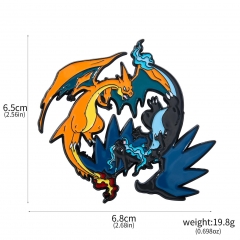 宝可梦Mega进化喷火龙XY金属徽章 宠物小精灵超级进化喷火龙胸针