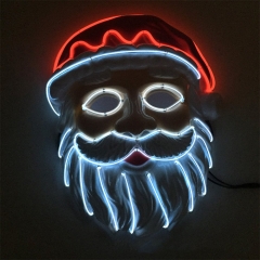 带电）新款圣诞老人儿童EL冷光线发光面具 生日派对聚会舞会圣诞节面具