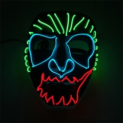 带电）EL冷光线面具舞会派对led面具 万圣节狂欢节恐怖发光面具厂家直销