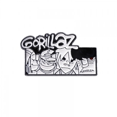 跨境创意Gorillaz摇滚乐队纪念金属胸针个性黑白漫画卡通人物徽章