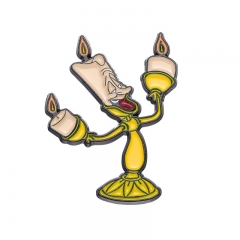 欧美童话卡通影视周边蜡烛造型合金胸针可爱烛台金属徽章别针配饰