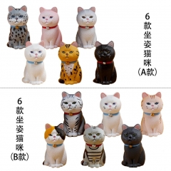 坐姿铃铛猫扭蛋玩具创意猫咪造景公仔盲盒潮玩手办车载摆件批发