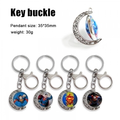 超人 6 动漫双面水晶旋转宝石钥匙扣挂饰