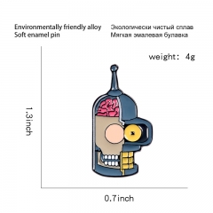 2020创意新款 个性卡通机器人头像脑子搞怪飞出个未来胸针别针